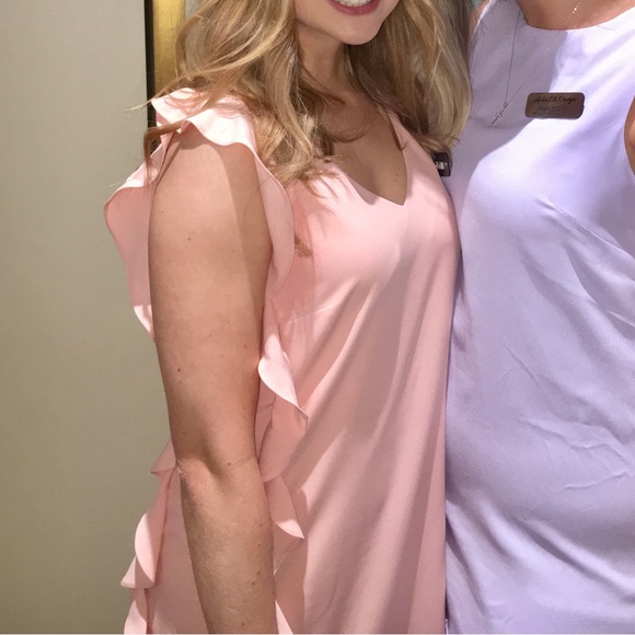 Peach Nicole Miller ruffle shift dress - Picture 2 of 5